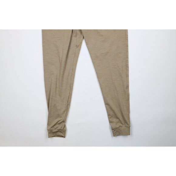 New Nike Yoga Mens Small Mini Swoosh Cuffed Sweatpants Joggers Heather Beige - Picture 11 of 11